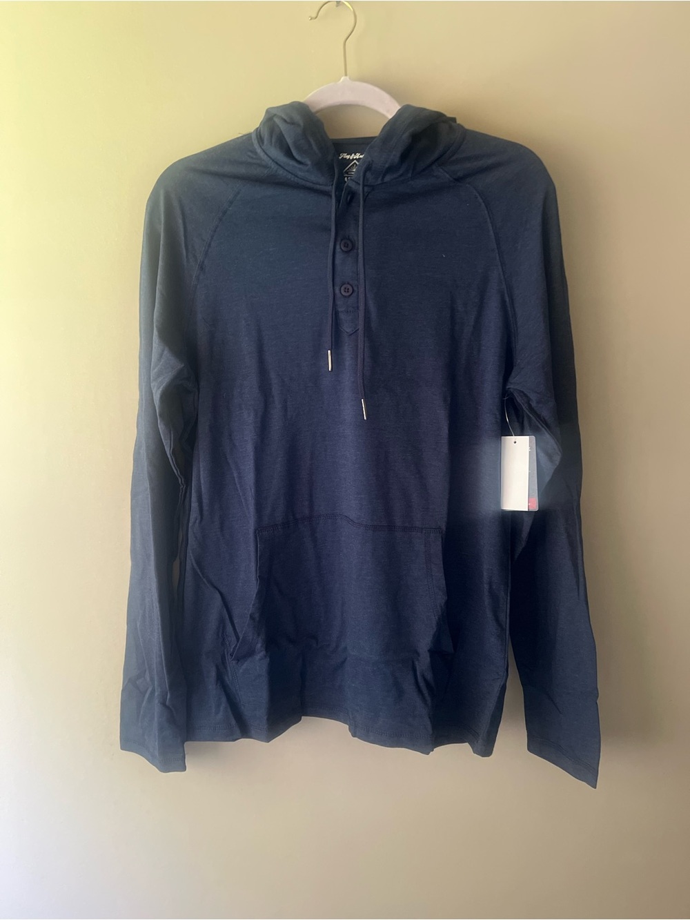 Flag & Anthem Men's Navy Hooded Henley Pullover Size Small NWT